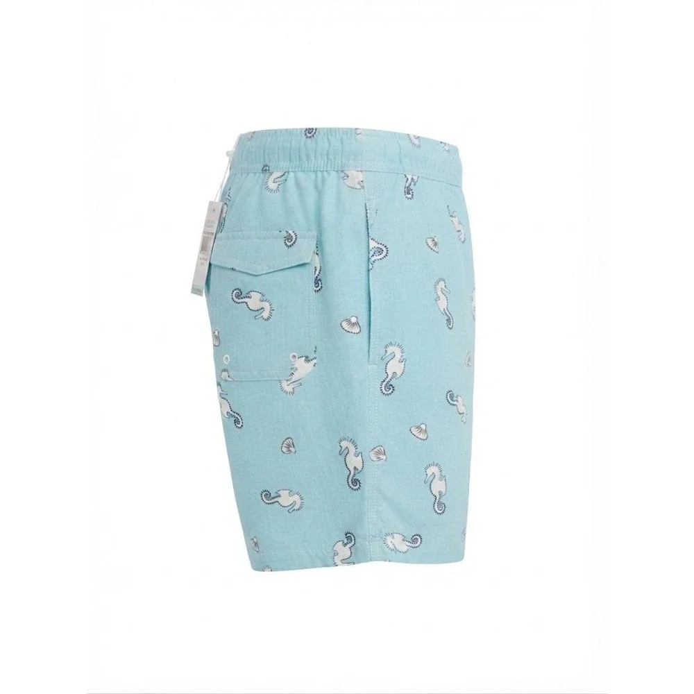 NEW Johnnie-O Boys 16 Light Blue Seahorse Shell Print Swim Trunks Board Shorts
